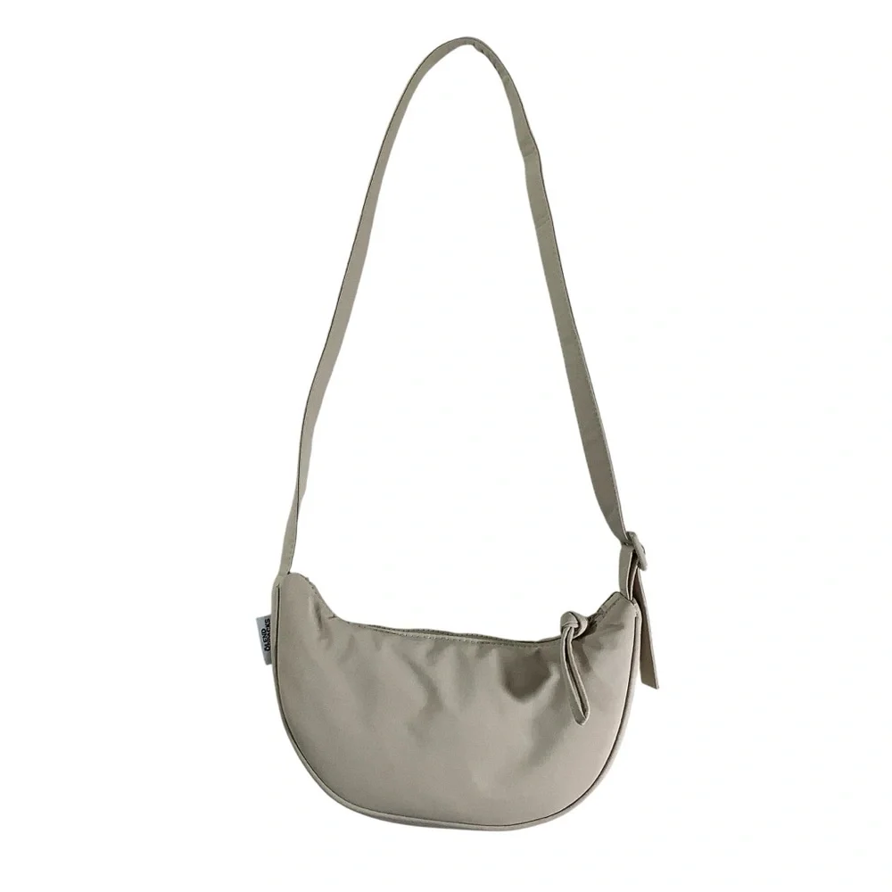 Beige Crescent Shoulder Bag